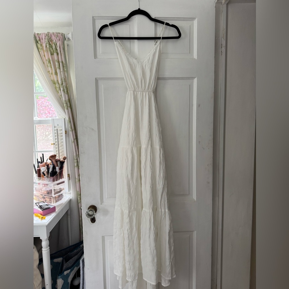 SHEIN White Tiered Ruffled Maxi Dress
